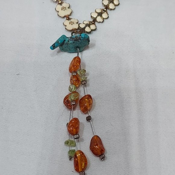 Dogwood, Amber, Turquoise, Pearl & Lapis Personal journey Manifestation Necklace - Picture 4 of 12